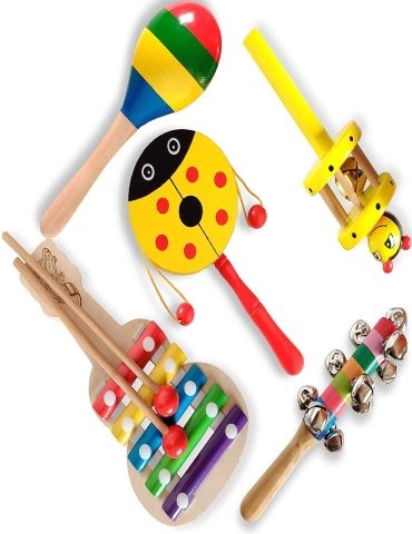 Dakulo Wooden Non Toxic Colourful Rattle Toys for Newborn Baby Musical Infant Toy