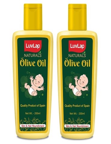 LuvLap Naturals Baby Body Massage Olive Oil Spanish Premium Olive Oil Enhances Bone and Muscle Strength 200 ml Pack of 2