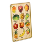 Kids Educational Fruit Name Puzzle on Wooden Board