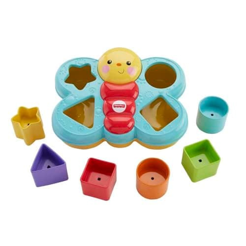 Fisher Price Plastic Butterfly Shape Sorter Six chunky Colorful Shapes To Sort And Store Help Baby F