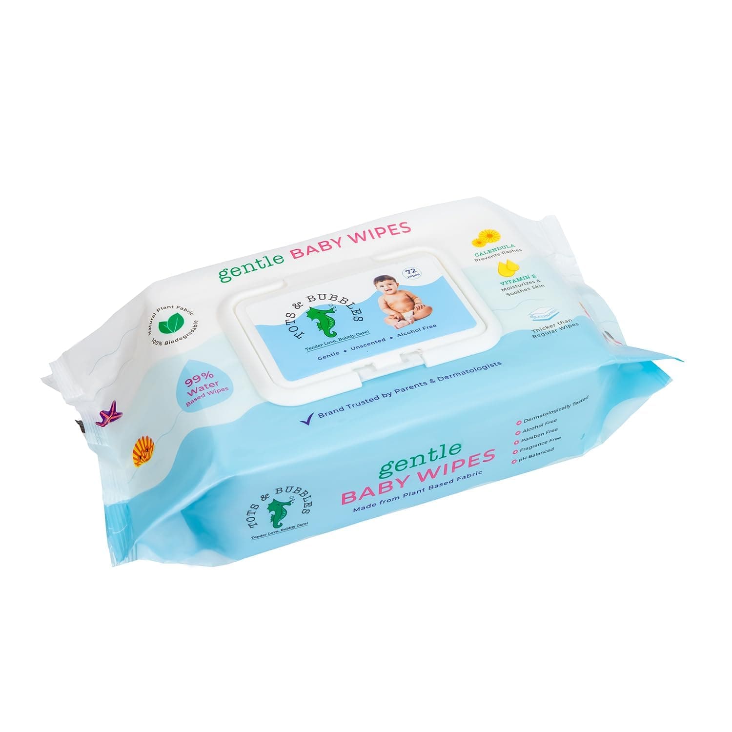 Tots & Bubbles 99% Water Baby Wipes | 72 Pcs Pack