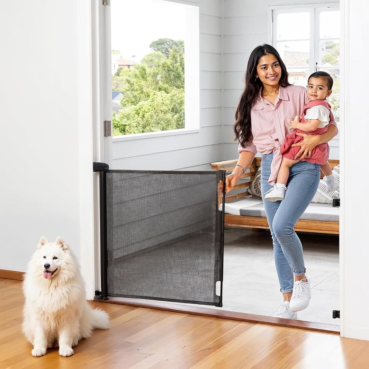 A Baby Cherry Retractable Safety Gate for Stairs & Home