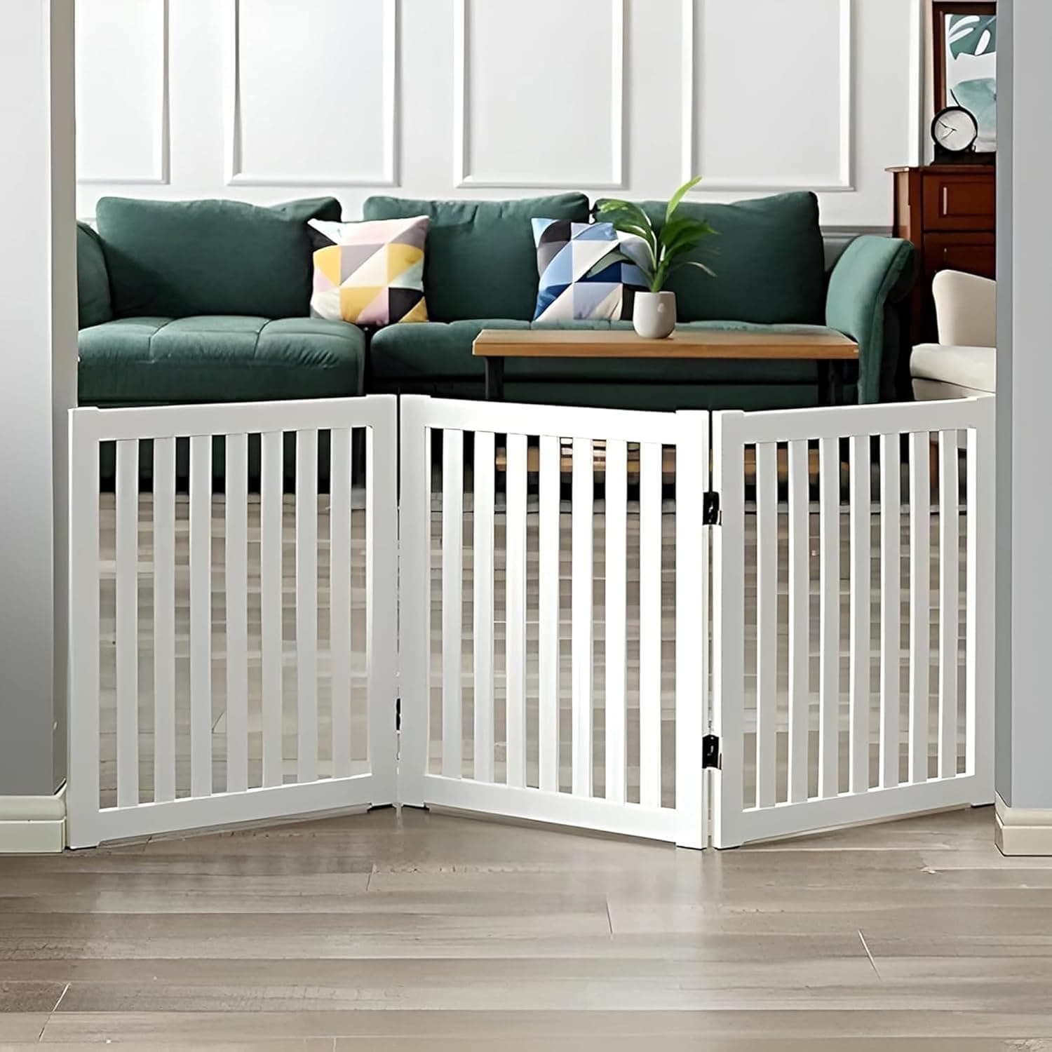 KRAFTEE Foldable Room Gate – 3-Panel Wooden Barrier