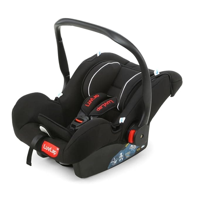 LuvLap 4-in-1 Baby Car Seat & Carry Cot - Rocker & Feeding Chair (Black)