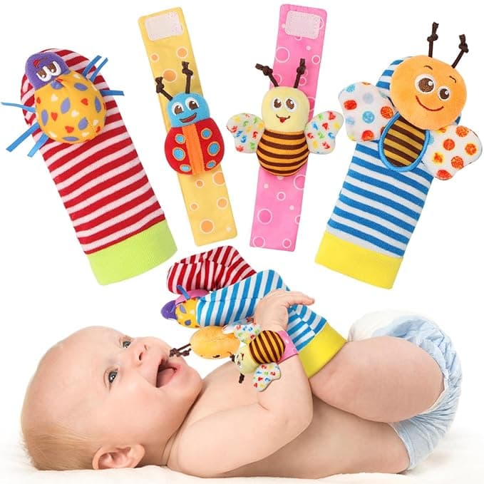 SNOWIE SOFT Plush Rattle Set for Babies 0–6 Months (Garden Bug)