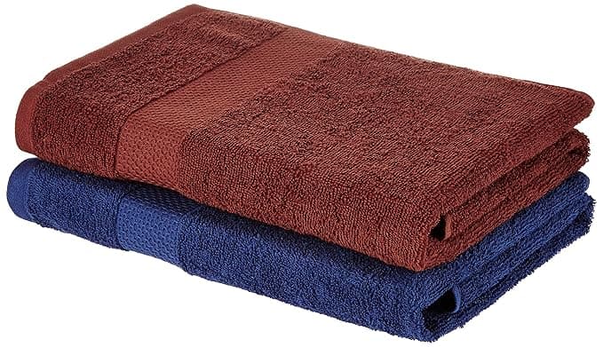 Amazon Brand – Solimo Cotton 2 Piece Bath Towel Set, 380 GSM – Soft & Absorbent Towels