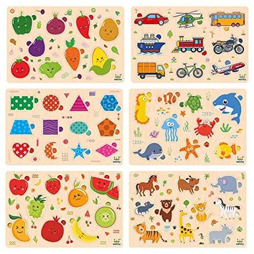 Webby Wooden Educational Colorful Fruits Vegetables Sea Animals Public Transport Shapes Animals Puzz
